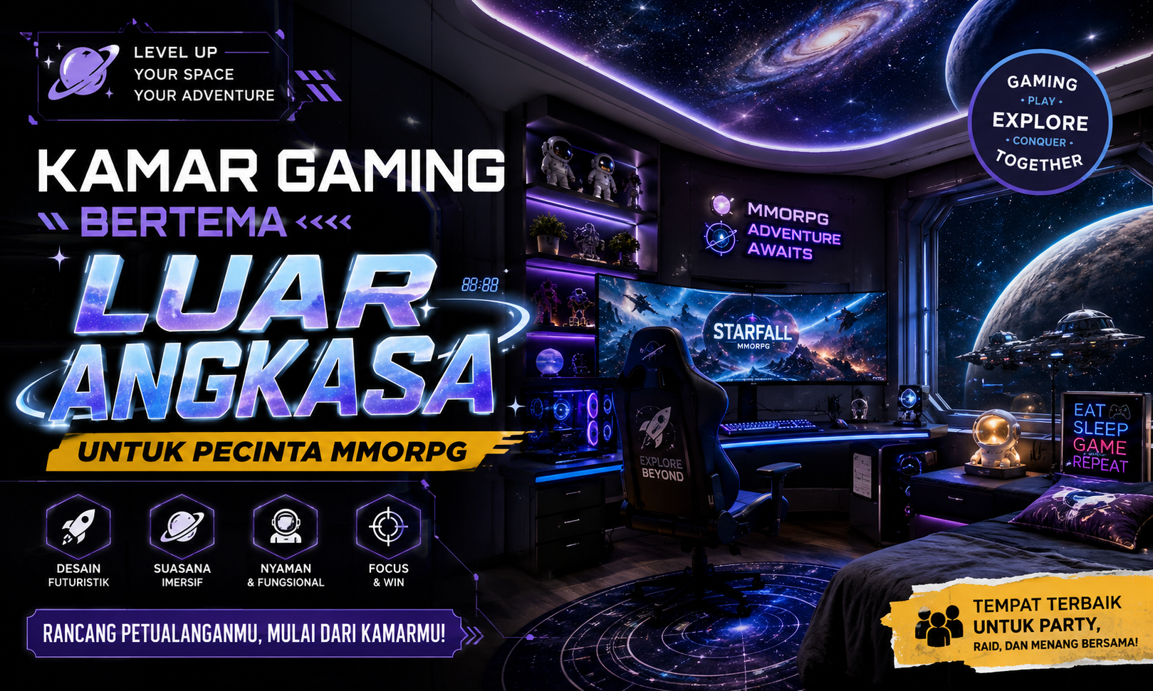 Desain Kamar Gaming Angkasa Keren untuk Player MMORPG